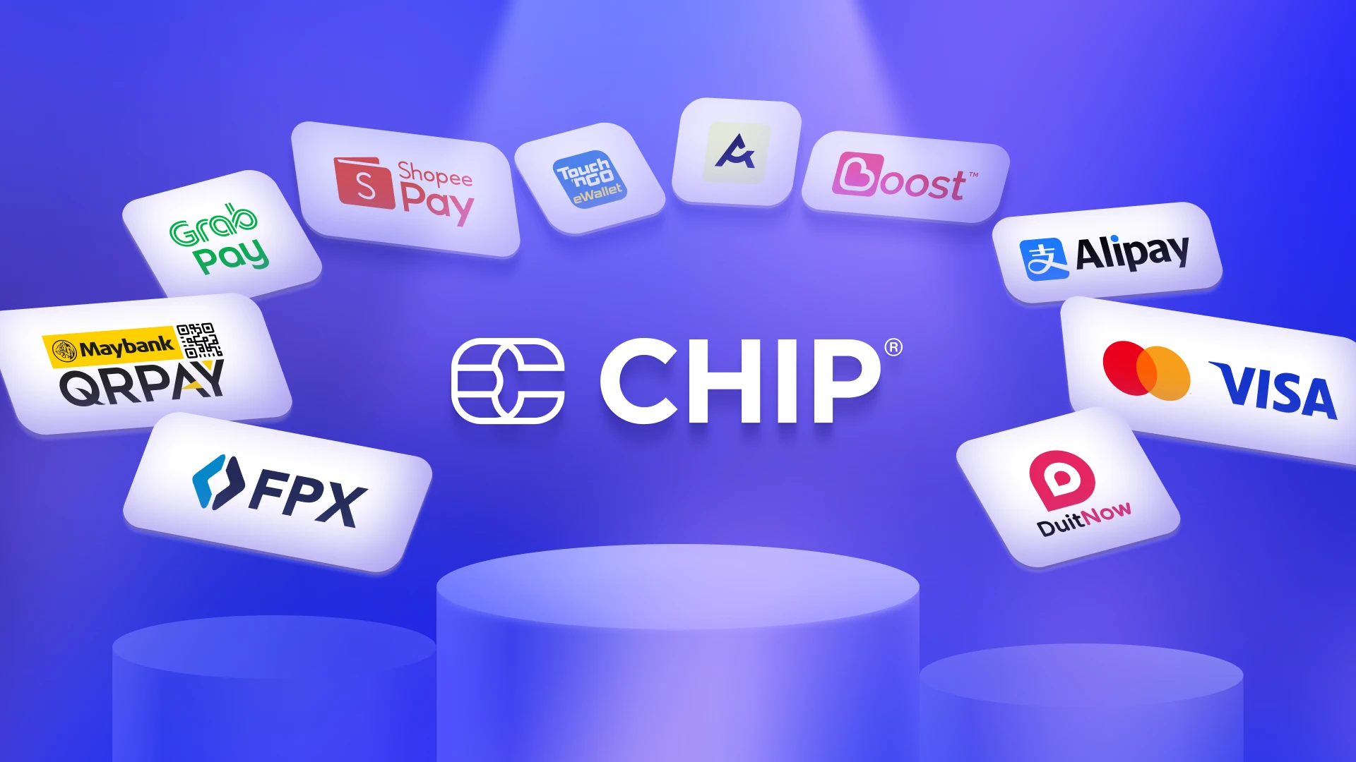 CHIP takes FPX, cards, DuitNow, Maybank QRPay and e-wallets such as Touch 'n Go, GrabPay, ShopeePay, Boost and Alipay